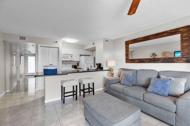 view of tiled living room