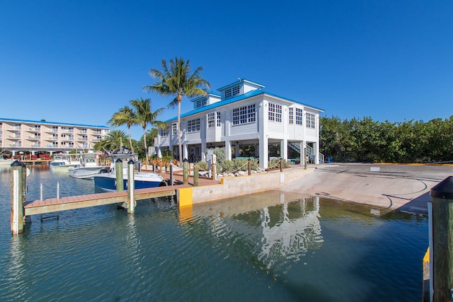 view of dock featuring a water view