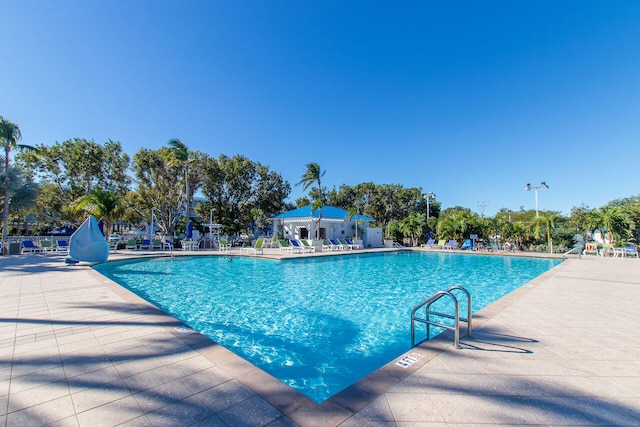 view of pool featuring a gazebo and a patio area