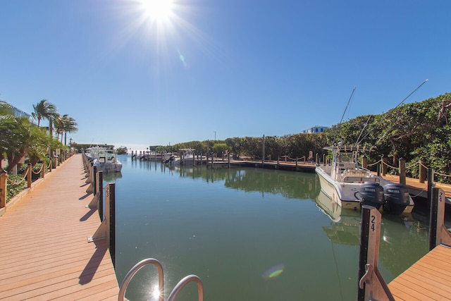 view of dock featuring a water view