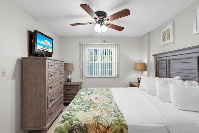 bedroom featuring ceiling fan