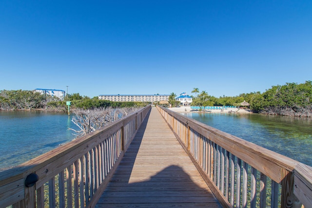 dock area featuring a water view