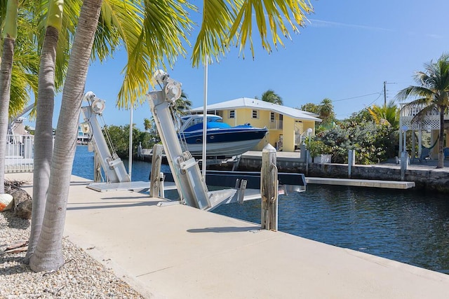 view of dock featuring a water view