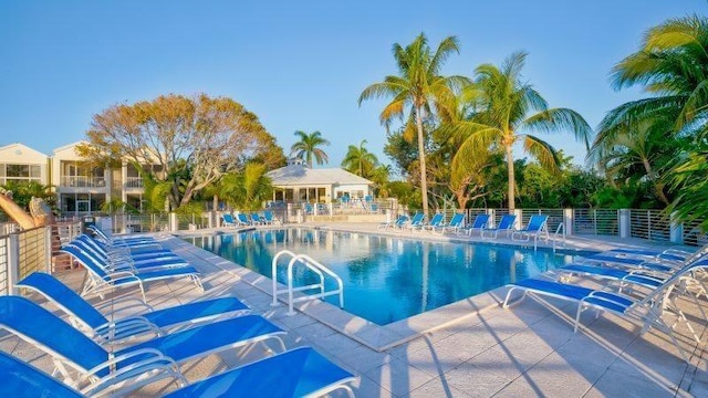 view of pool featuring a patio area