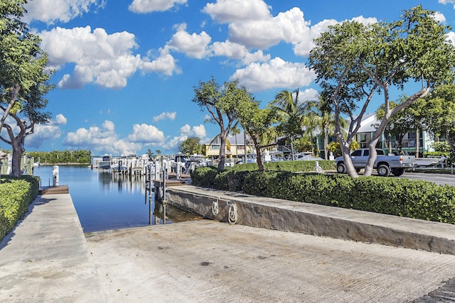 dock area featuring a water view