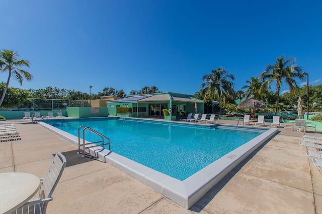 view of pool featuring a patio