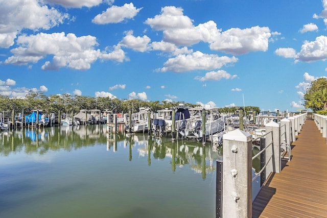 dock area featuring a water view