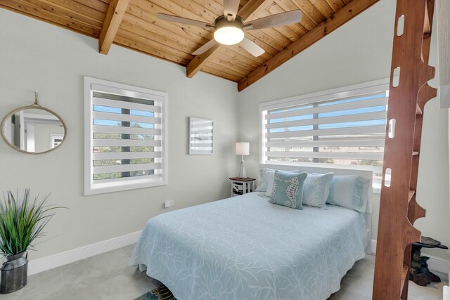 bedroom featuring wood ceiling, a closet, and a high ceiling