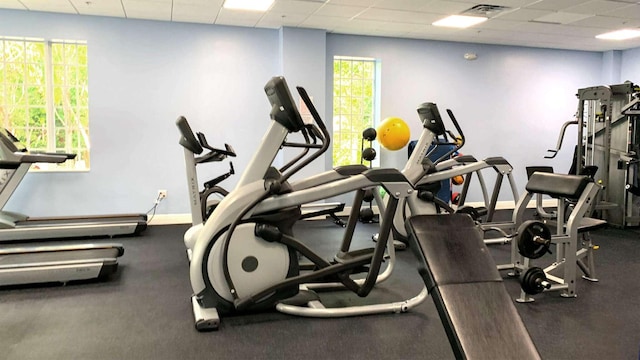 97501 Overseas Hwy Unit 809, Key Largo, FL 33037 - gym with baseboards and a drop ceiling