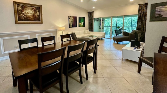 97501 Overseas Hwy Unit 809, Key Largo, FL 33037 - dining area featuring crown molding, light tile patterned floors, and recessed lighting