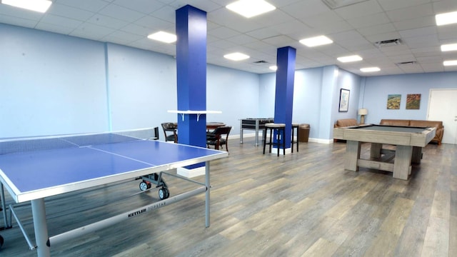 97501 Overseas Hwy Unit 809, Key Largo, FL 33037 - rec room featuring pool table, wood finished floors, and a paneled ceiling