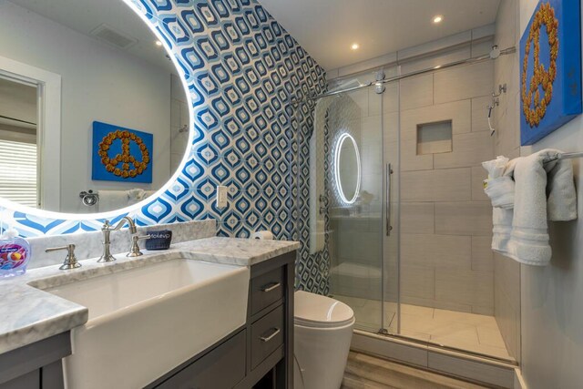 1014 Truman Ave Unit 3, Key West, FL 33040 - full bathroom with a stall shower, visible vents, toilet, and vanity