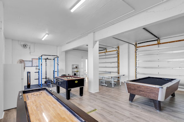 rec room featuring pool table and hardwood / wood-style floors