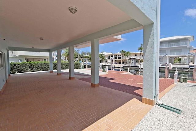 view of patio / terrace with a dock