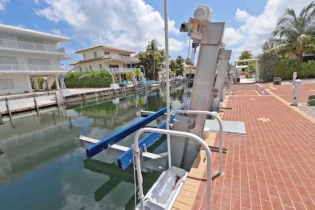 dock area featuring a water view