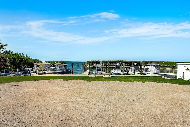 dock area featuring a water view