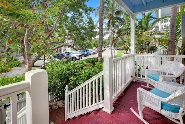 deck with covered porch