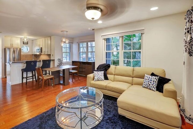 living room with wood-type flooring