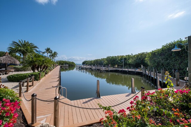 view of dock featuring a water view