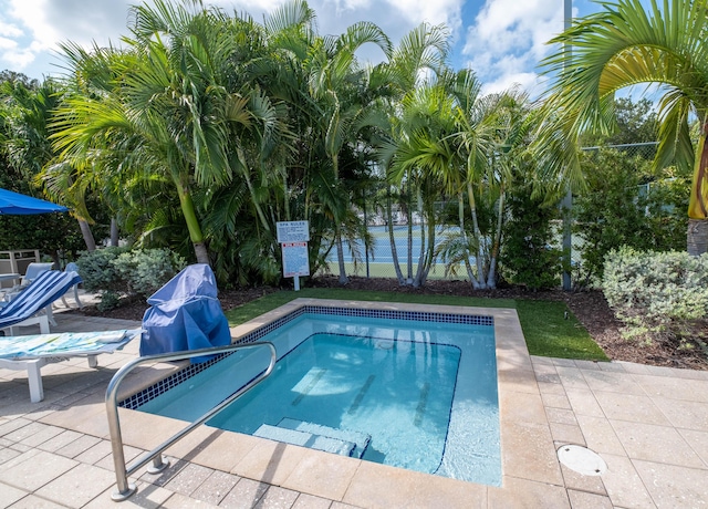 view of pool featuring a patio area