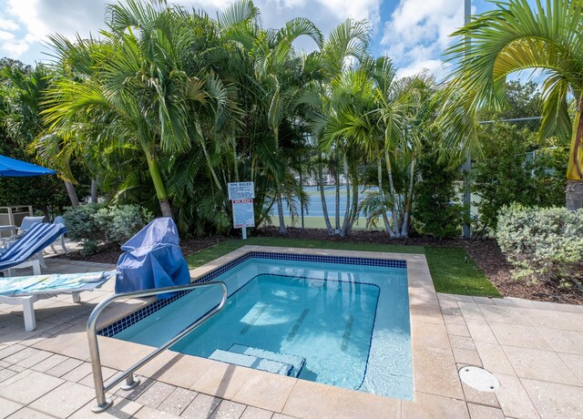 view of pool featuring a patio area