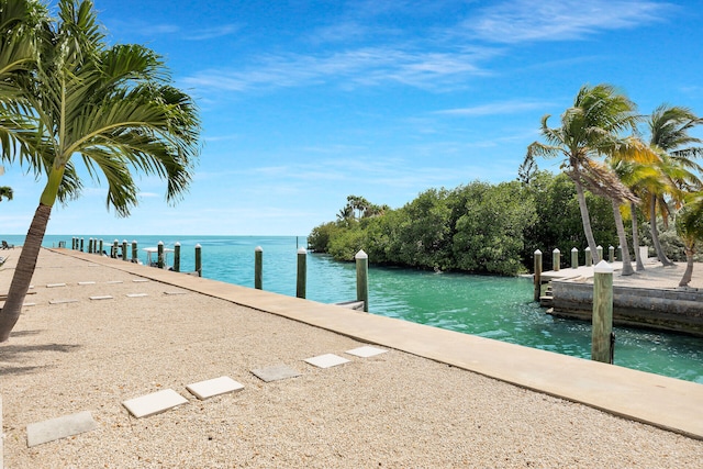 view of dock featuring a water view