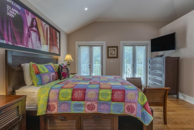 810 Terry Ln, Key West, FL 33040 - bedroom featuring access to exterior, wood finished floors, vaulted ceiling, and recessed lighting