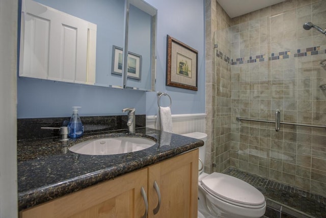 810 Terry Ln, Key West, FL 33040 - bathroom with a stall shower, vanity, and wainscoting
