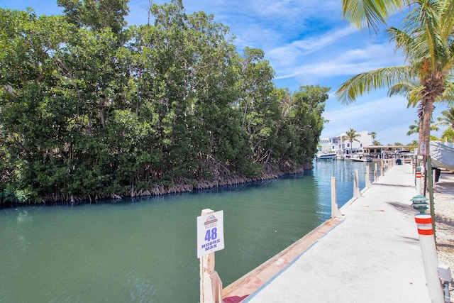 dock area featuring a water view