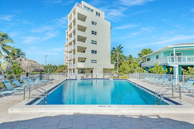 view of pool featuring a patio area