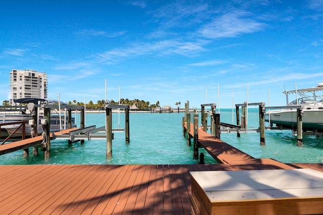 view of dock featuring a water view