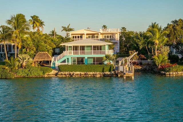 water view with a boat dock