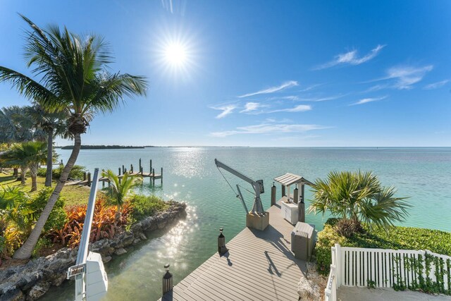 view of dock featuring a water view