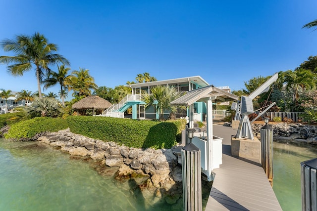 dock area featuring a water view