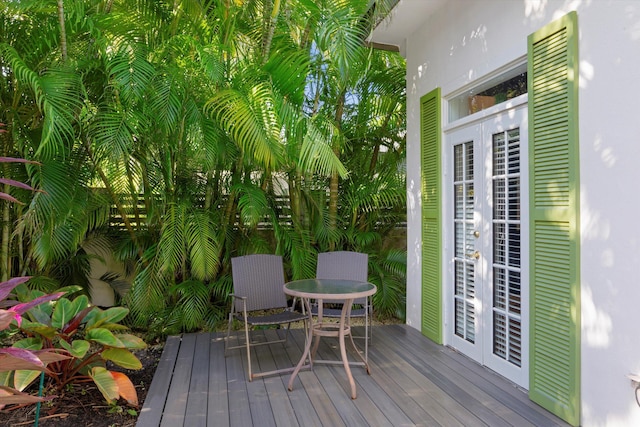 wooden terrace with french doors