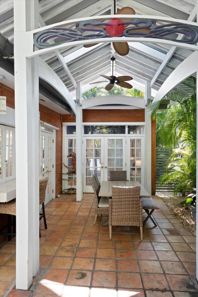 view of patio / terrace featuring french doors and ceiling fan