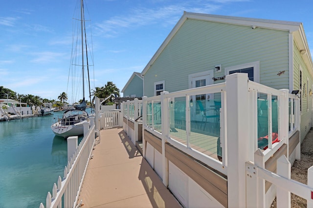 view of dock featuring a water view