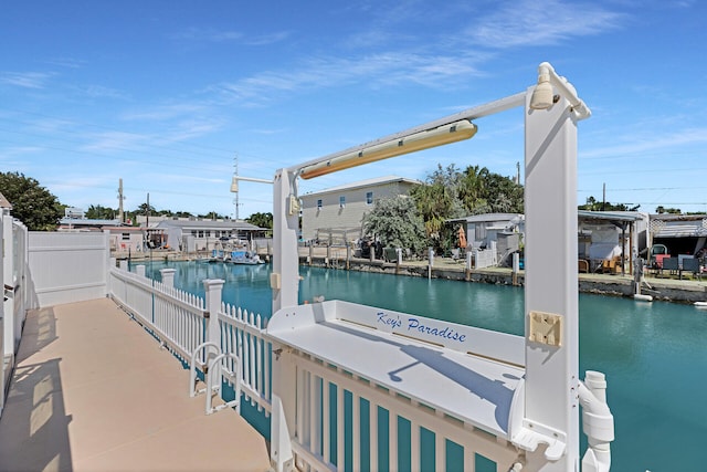 view of dock featuring a water view