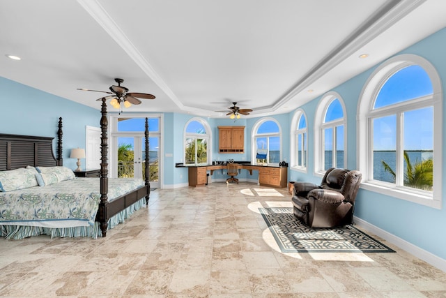 3742 Seagrape St, Big Pine, FL 33043 - bedroom with baseboards, light stone finish flooring, a raised ceiling, and recessed lighting