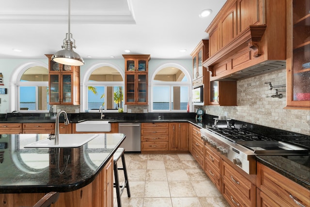 3742 Seagrape St, Big Pine, FL 33043 - kitchen featuring appliances with stainless steel finishes, tasteful backsplash, a sink, healthy amount of natural light, and recessed lighting