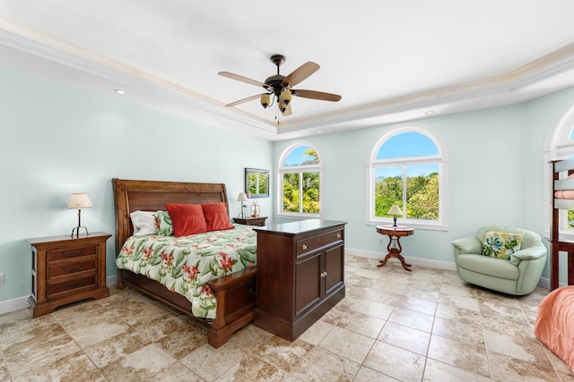 3742 Seagrape St, Big Pine, FL 33043 - bedroom with a raised ceiling, baseboards, recessed lighting, and ceiling fan