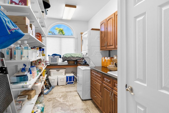 3742 Seagrape St, Big Pine, FL 33043 - laundry room with stacked washer / drying machine and cabinet space