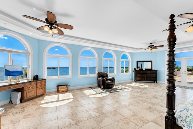 3742 Seagrape St, Big Pine, FL 33043 - bedroom featuring a raised ceiling, baseboards, french doors, and a desk