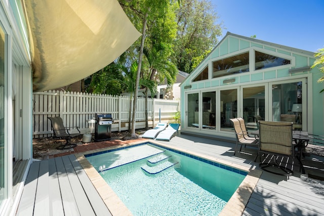 view of pool with a deck