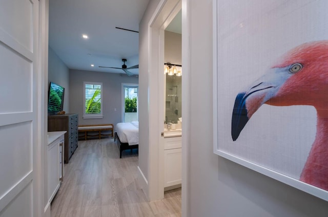 hall featuring light hardwood / wood-style floors