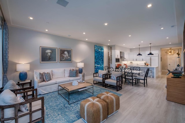 living room featuring light hardwood / wood-style flooring