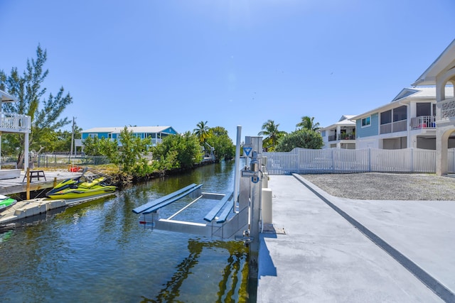 dock area featuring a water view