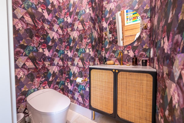 316 Southard St, Key West, FL 33040 - half bath featuring wallpapered walls, toilet, and vanity