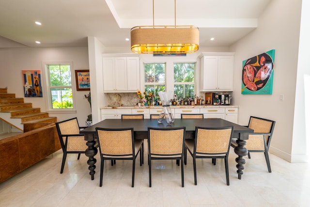 316 Southard St, Key West, FL 33040 - dining space featuring plenty of natural light, recessed lighting, stairway, and baseboards