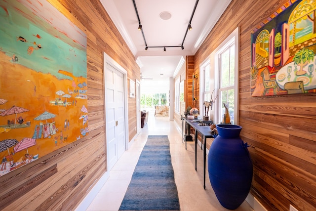 316 Southard St, Key West, FL 33040 - hall featuring wooden walls and rail lighting